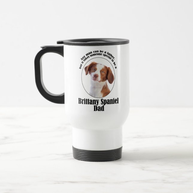 Brittany Spaniel Dad Travel Mug (Left)