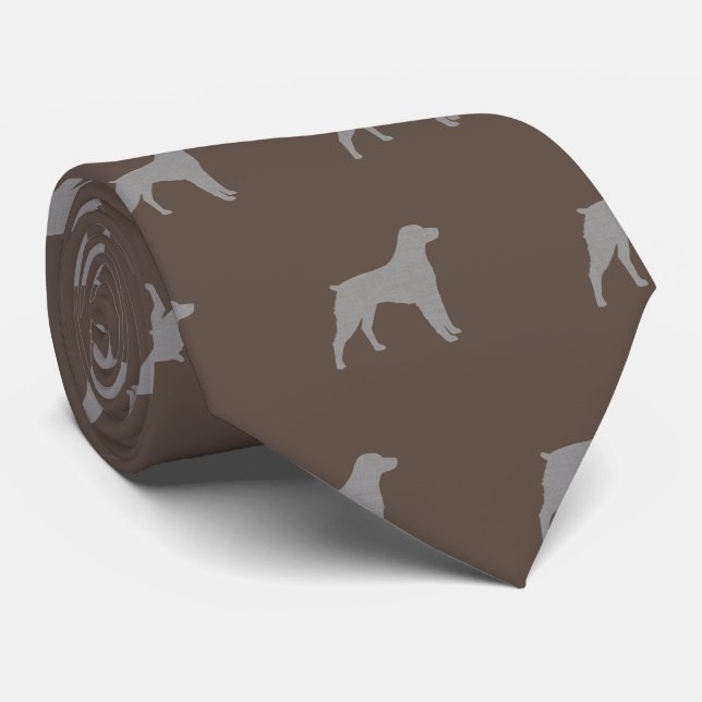 Brittany Spaniel Dog Breed Silhouettes Pattern Tie (Rolled)