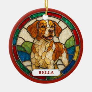 Brittany Spaniel Dog Ceramic Circle Ornament