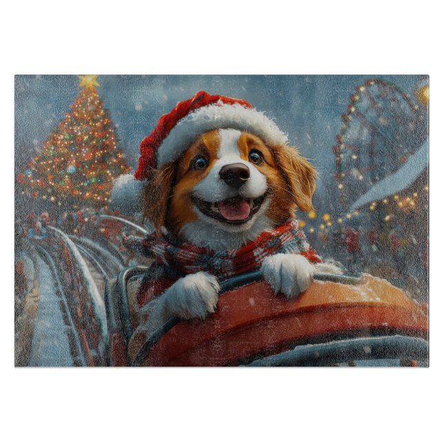 Brittany Spaniel Dog Christmas Cutting Board (Front)