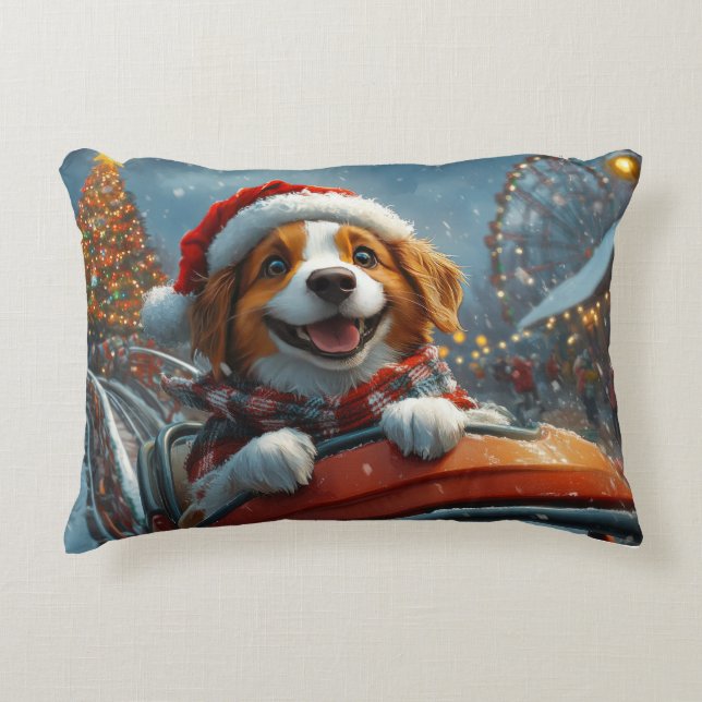 Brittany Spaniel Dog Christmas Decorative Cushion (Front)