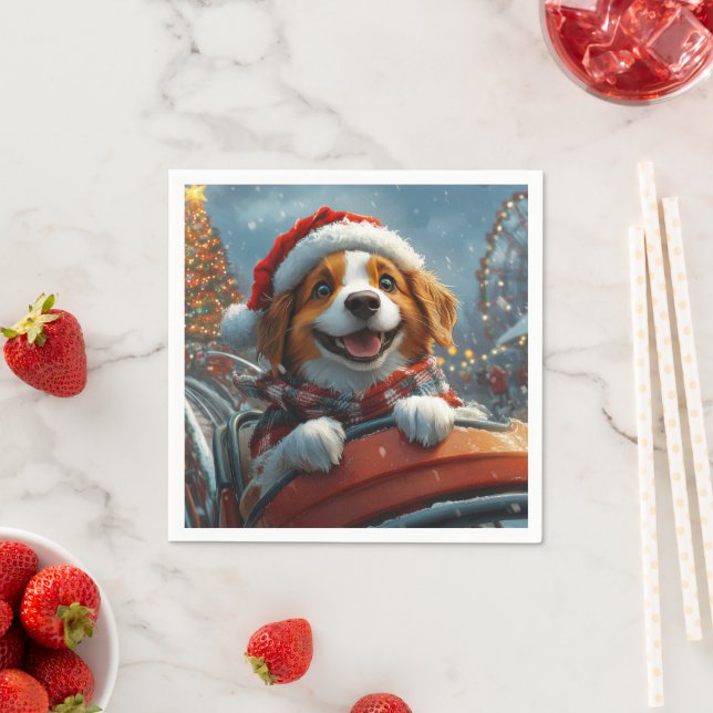 Brittany Spaniel Dog Christmas Napkin (Insitu)