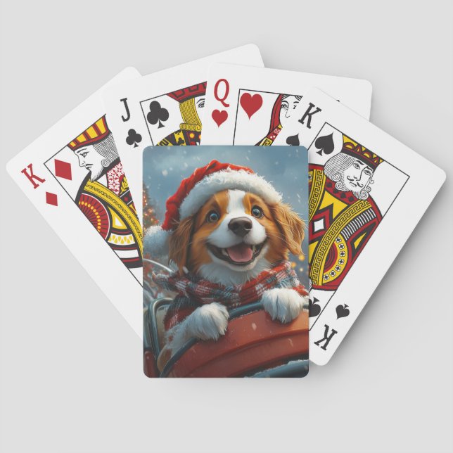 Brittany Spaniel Dog Christmas Playing Cards (Back)