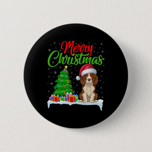 Brittany Spaniel Dog Christmas Tree Lights Xmas Do 6 Cm Round Badge