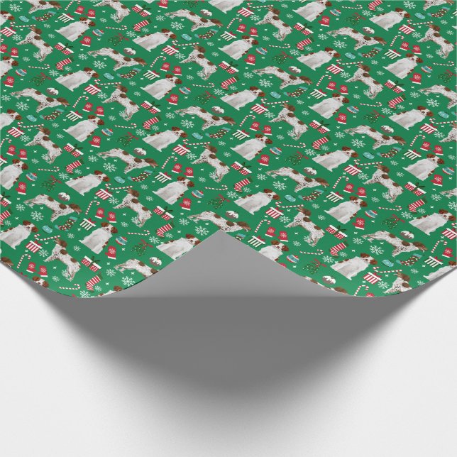Brittany Spaniel Dog Christmas wrapping Wrapping Paper (Corner)
