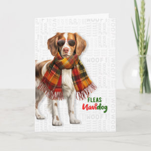 Brittany Spaniel Dog Funny Fleas Navidog Christmas Holiday Card
