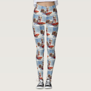 Brittany Spaniel Dog in Sledge Christmas Leggings