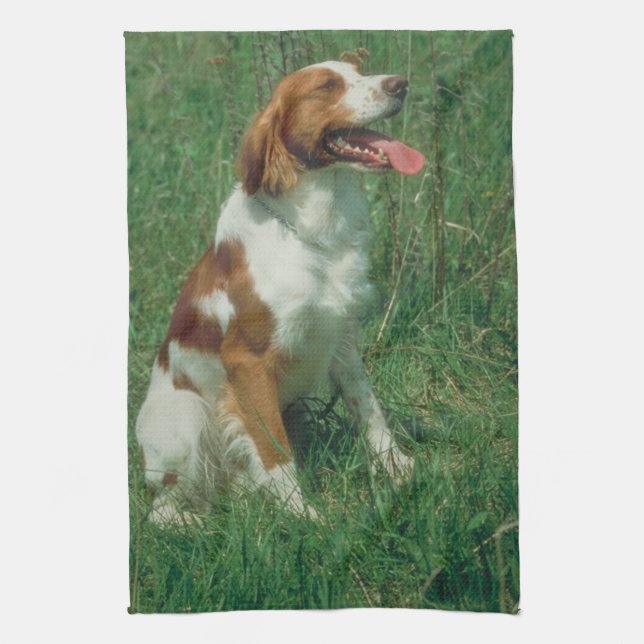 Brittany Spaniel Dog Kitchen Towel (Vertical)