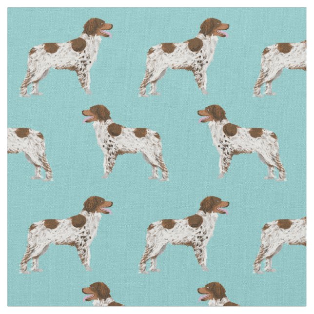 brittany spaniel dog light blue fabric (Close Up)