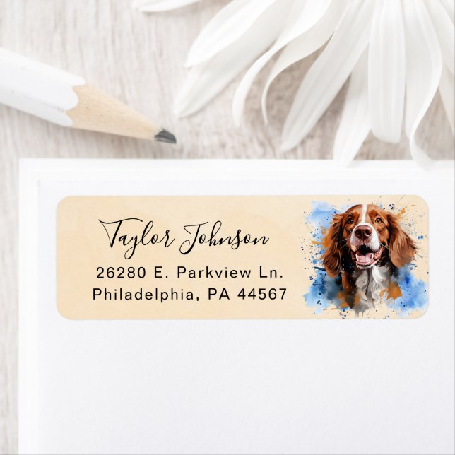 Brittany Spaniel Dog Return Address Label (Insitu)