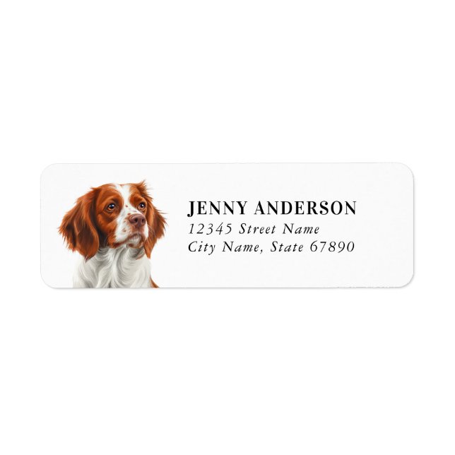 Brittany Spaniel Dog Return Address Labels (Front)
