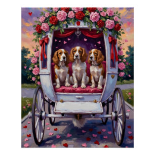 Brittany Spaniel Dog Valentine's Day  Poster