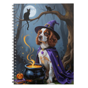 Brittany Spaniel Dog Whimsical Halloween Painting Notebook