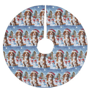 Brittany Spaniel Dog Winter Wonderland Christmas Brushed Polyester Tree Skirt