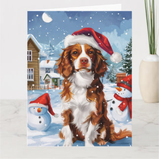 Brittany Spaniel Dog Winter Wonderland Christmas  Card
