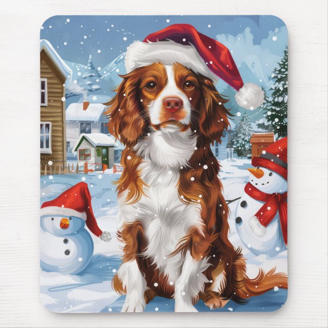Brittany Spaniel Dog Winter Wonderland Christmas  Mouse Mat (Front)