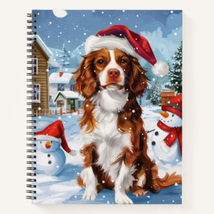 Brittany Spaniel Dog Winter Wonderland Christmas  Notebook