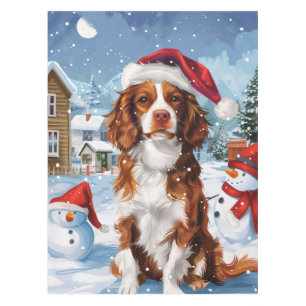 Brittany Spaniel Dog Winter Wonderland Christmas  Tablecloth