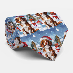 Brittany Spaniel Dog Winter Wonderland Christmas Tie