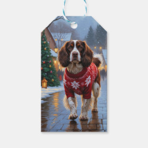 Brittany Spaniel Dogs Christmas Snow Holiday Gift Tags