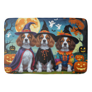 Brittany Spaniel Dogs Pumpkin Halloween Funny  Bath Mat