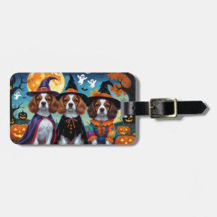 Brittany Spaniel Dogs Pumpkin Halloween Funny  Luggage Tag