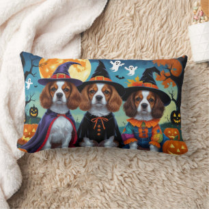 Brittany Spaniel Dogs Pumpkin Halloween Funny  Lumbar Cushion