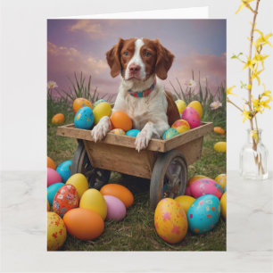 Brittany Spaniel  Easter Eggs Card