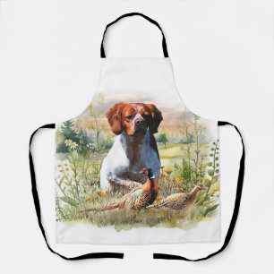 Brittany Spaniel – Field, Focus, Pheasant , Art Apron