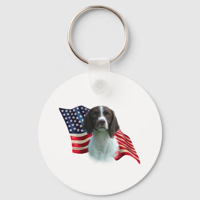 Brittany Spaniel Flag Key Ring (Front)