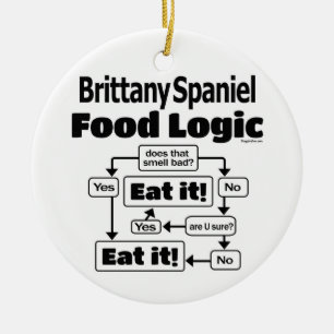 Brittany Spaniel Food Logic Ceramic Tree Decoration