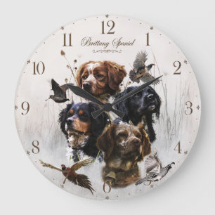 Brittany Spaniel, French Brittany Large Clock