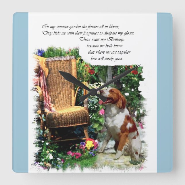 Brittany Spaniel Gifts Square Wall Clock (Front)