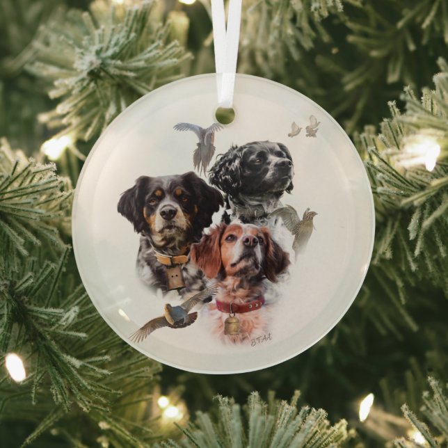 Brittany Spaniel Glass Tree Decoration (Insitu)