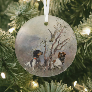 Brittany Spaniel Glass Tree Decoration