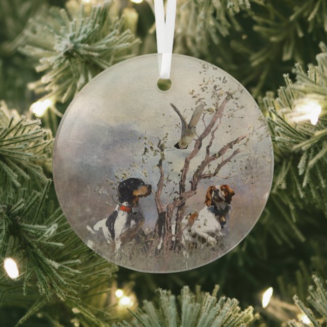 Brittany Spaniel Glass Tree Decoration (Insitu)