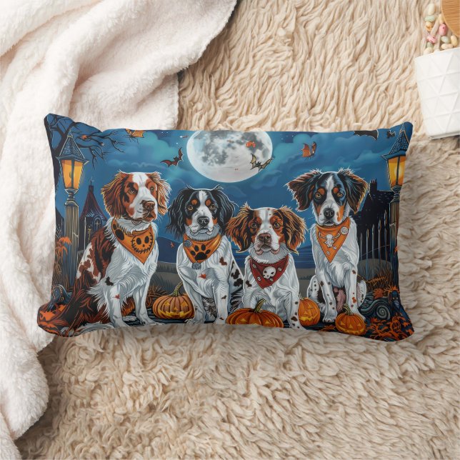 Brittany Spaniel Halloween Spooky Lumbar Cushion (Blanket)