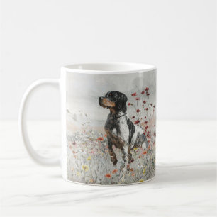 Brittany Spaniel hunts in the field     Coffee Mug