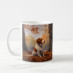 Brittany Spaniel in Autumn Leaves Fall Inspire  Coffee Mug
