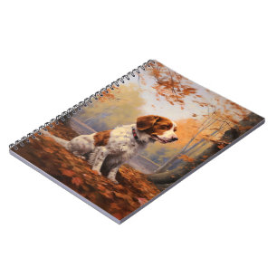 Brittany Spaniel in Autumn Leaves Fall Inspire  Notebook