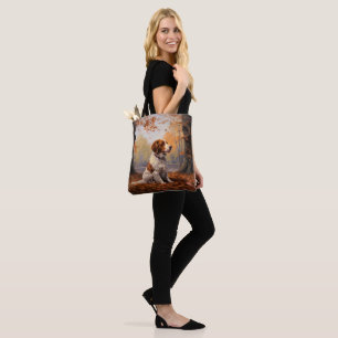 Brittany Spaniel in Autumn Leaves Fall Inspire  Tote Bag