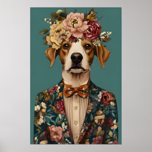 Brittany Spaniel In Suit Poster, Brittany Poster