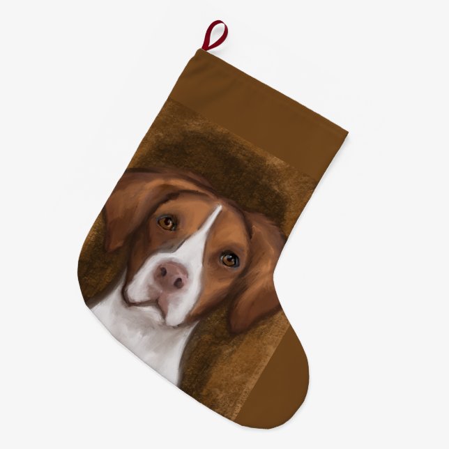 Brittany  Spaniel  Large Christmas Stocking (Front (Hanging))