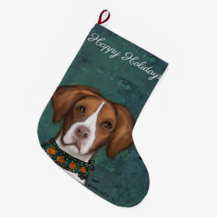 Brittany  Spaniel  Large Christmas Stocking