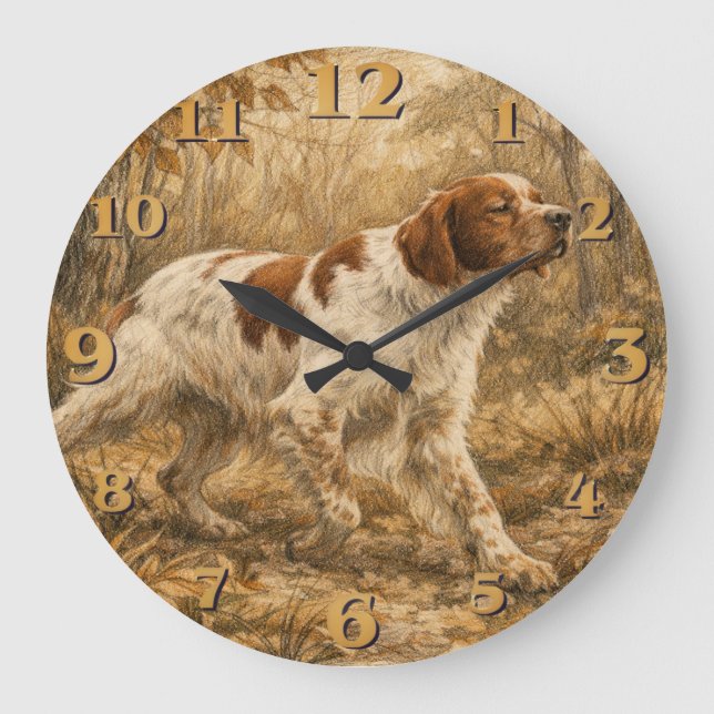 Brittany Spaniel Large Clock (Front)