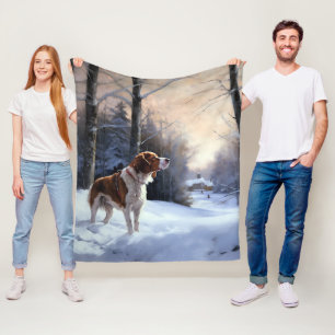 Brittany Spaniel Let It Snow Christmas Fleece Blanket