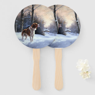 Brittany Spaniel Let It Snow Christmas Hand Fan