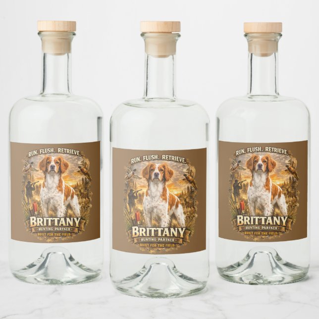 Brittany Spaniel Liquor Bottle Label (Bottles)