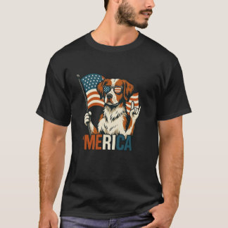 Brittany Spaniel Merica American Flag Patriotic 4t T-Shirt