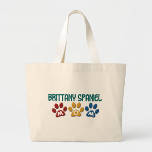 BRITTANY SPANIEL MOM Paw Print 1 Large Tote Bag